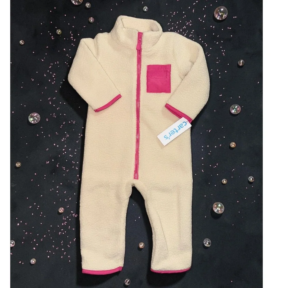 Carter's - Baby Girls Sherpa Fleece Jumpsuit - Size 12M - *NWT*